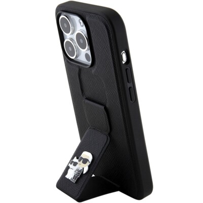 Karl Lagerfeld iPhone 15 Pro Max Hülle Case Cover Grip Stand Karl + Choupette