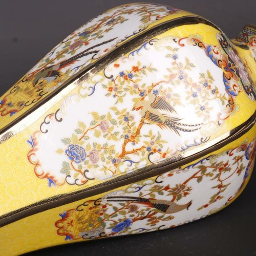 China Farbe Emaillen Porzellan zeichnen Gold Blumen und Vögel sechseckige Pflaumenvase - Bild 5 von 6