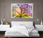 LARGE CANVAS WALL ART BLUE SKY PINK PURPLE ZEN TREE FLOWERS PICTURE NEW PRINT
