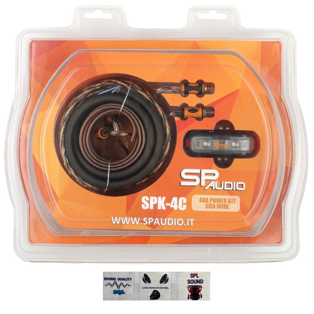 1 SP AUDIO SPK-4C kit cavi 4 awg amplificatori altoparlanti + 3 sticker omaggio