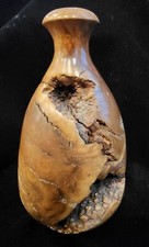 Beautiful Vintage Modernist MCM Turned Burl Wood Art Vase Bud Vase Live Edge