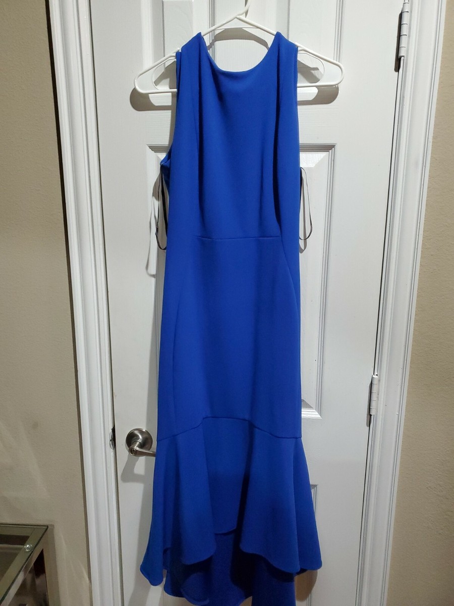 calvin klein blue dress Calvin Klein Zip-Front Belted Dress - Regatta/White
