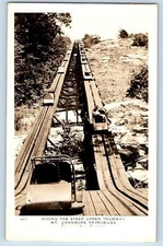 North Conway New Hampshire Postcard RPPC Photo Mt. Cranmore Skimobiles Tramway