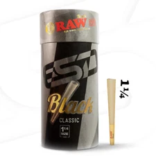 RAW Black 1-1/4 Size Cones | 100 Pack | Ultra-Thin Rolling Paper with Tips