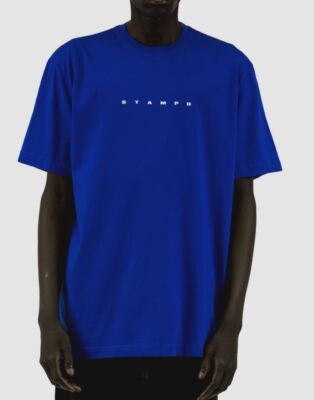 $98 Stampd Men's Blue Cotton Short-Sleeve Graphic Logo T-Shirt Size S