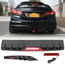 Rear Bumper Diffuser Lip Spoiler W Led Brake Stop Light For Honda Civic Sedan Rear Bumper Diffuser Lip Spoiler W Led Brake Stop Light For Honda Civic Sedan