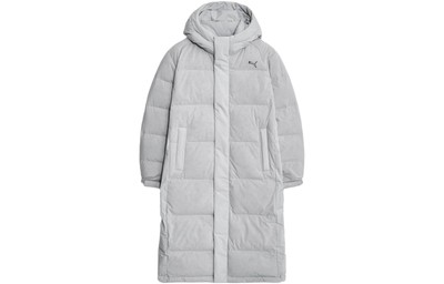 PUMA Mid-Length Warm Solid Color Hooded Down Jacket