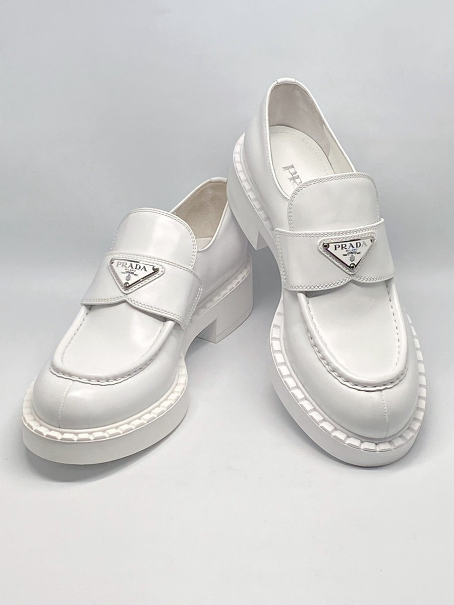 PRADA  ベルベット素材ローファー ☆PRADA MONOLITH BRUSHED LEATHER LOAFERS レザー ローファー