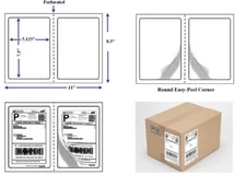 1000 5.125" X 7.5" Shipping Postage Label Half Sheet Self Adhesive 2 Per Sheet