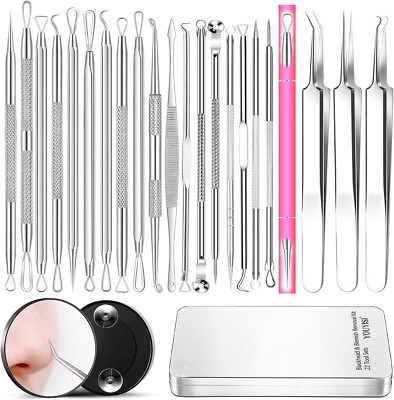2024 Professional Pimple Popper Tool Kit - 22 PCS Blackhead Remover Tools for Ac
