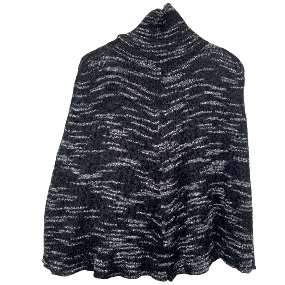 Poncho Michelle Nicole Negro Tejido L/XL Capa con Roseta Mezcla de Lana Suéter Foto 4 de 4