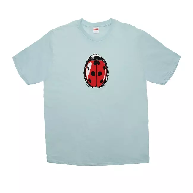 T shirt homme neuf avec étiquette Supreme SS18 SCELLÉ bleu pâle logo coccinelle L DS AUTHENTIQUE