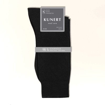 Wool Care Kunert Damen Woll-Socken schwarz marine 98% Schurwolle Softrand & warm