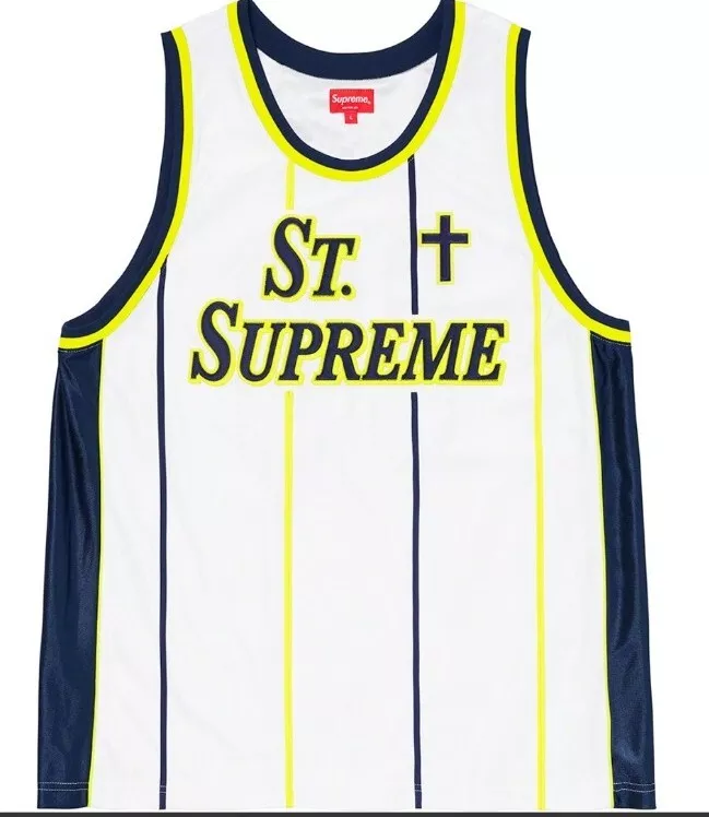 Supreme St. Supreme Basketball Jersey White SS20 Size Medium Brand New