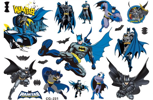 Batman Temporal Tatuaje Sábanas Pegatinas Niños Niños Cumpleaños Fiesta Bolso - Imagen 5 de 7