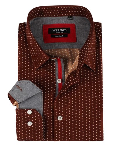 Mens Polka Dots Printed Cotton-poly 8 Shirts Long Sleeve Causal/Formal S-2XL+ - Picture 10 of 17