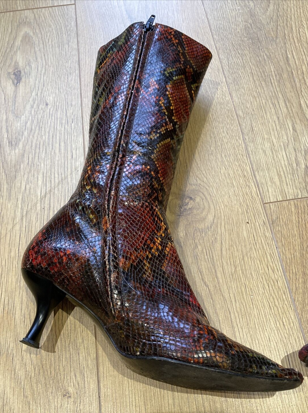 Vintage Charles Jourdan Paris Snakeskin 80s/90s Boots, UK 5.5 US 7.5B EU 38.5 9