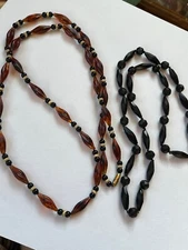 Lot of Long Rootbeer Twist w Round Black & Solid Black Faceted Barrel & Round