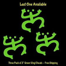 Coqui Puerto Rico Taino Boricua 3 Pack 3" Green Vinyl Decal Car Window Laptop
