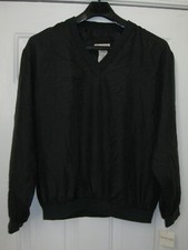 MONTAGE POUR HOMME MEN'S BLACK 100% SILK V-NECK PULLOVER JACKET SIZE XL NWT