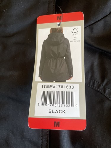 HUNTER Classic Black Rain Cotton Smock Jacket Zip Snap Hooded Water Resistant M - Picture 8 of 18