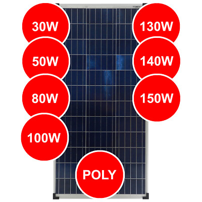 Solarmodul Solarpanel Solarzelle 30 50 80 100 130 140 150 Watt Poly Photovoltaik