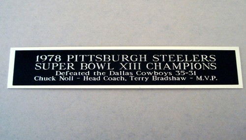 Pittsburgh Steelers Super Bowl 13 Football Mini Helmet Case Nameplate 1.25" X 6"