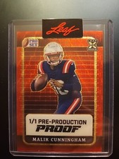 Marketplace image: 2023 Pro Set Malik Cunningham Patriots Red Superfractor Vinyl Proof Rookie 1/1