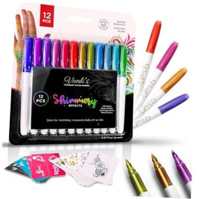 Vanli s Temporary Tattoo Markers   Body Markers For Adults & Teens   10 