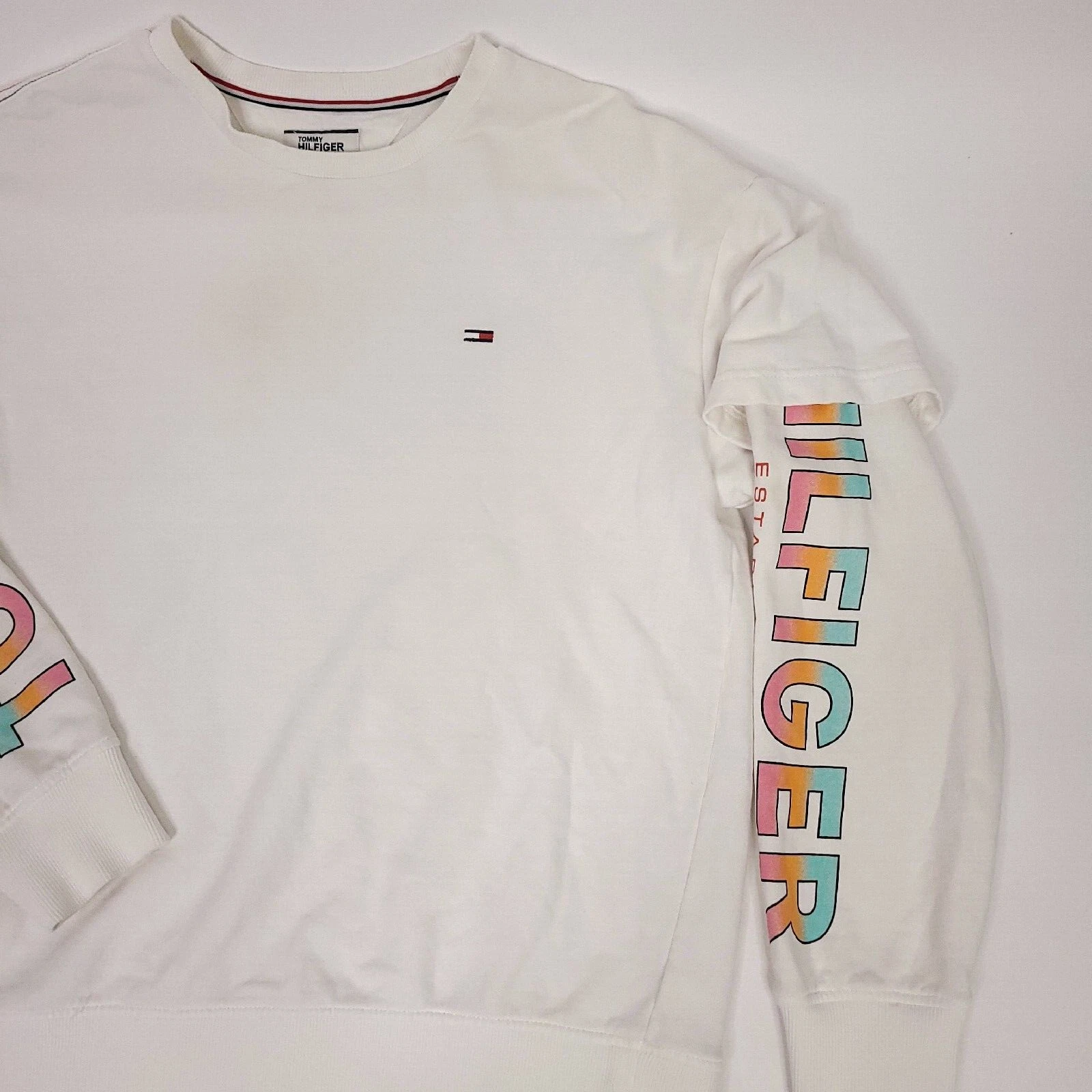 OFF WHITE Maglione pullover Tommy Hilfiger da uomo M felpa manica bianca incantata