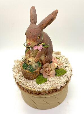  Candy Container Resin  Rabbit Easter Spring  Trinket Box  9'' tall 6'' diameter 