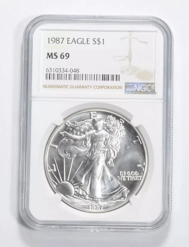 MS69 1987 American Silver Eagle Dollar NGC Brown Label Free Shipping  G29