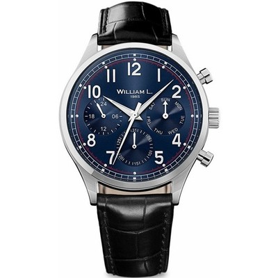 William L. 1985 Vintage Style Calendar 40mm   Blue Dial