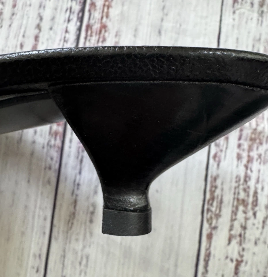 Anillo de cuero negro PRADA punta cuadrada millas diapositivas años 2000 hecho en Italia UE 38,5 (8) Foto 4 de 4