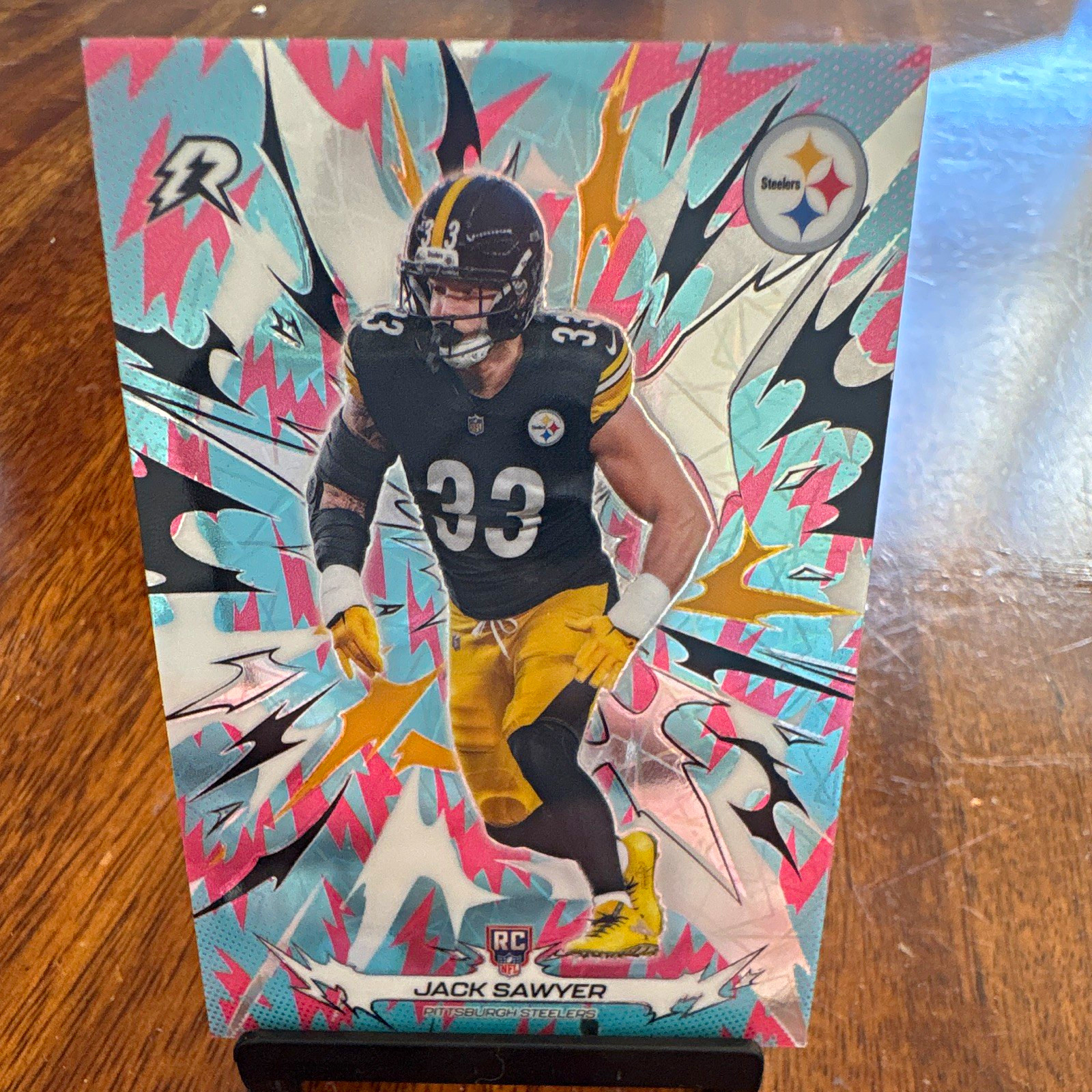 2025 Topps Resurgence Jack Sawyer RC #180 Pink & Teal Lazer Refractor Steelers