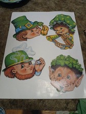 7 VTG Beistle St. Patrick's Day Leprechaun Set Die Cut 1979