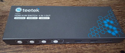 S Teetek 4 in 1 out 4 port HDMI KVM Switch with 3 USB pass throughs