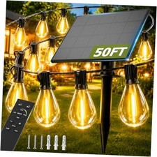Solar String Lights Outdoor, Dimmable Patio Lights Solar Powered with 50FT