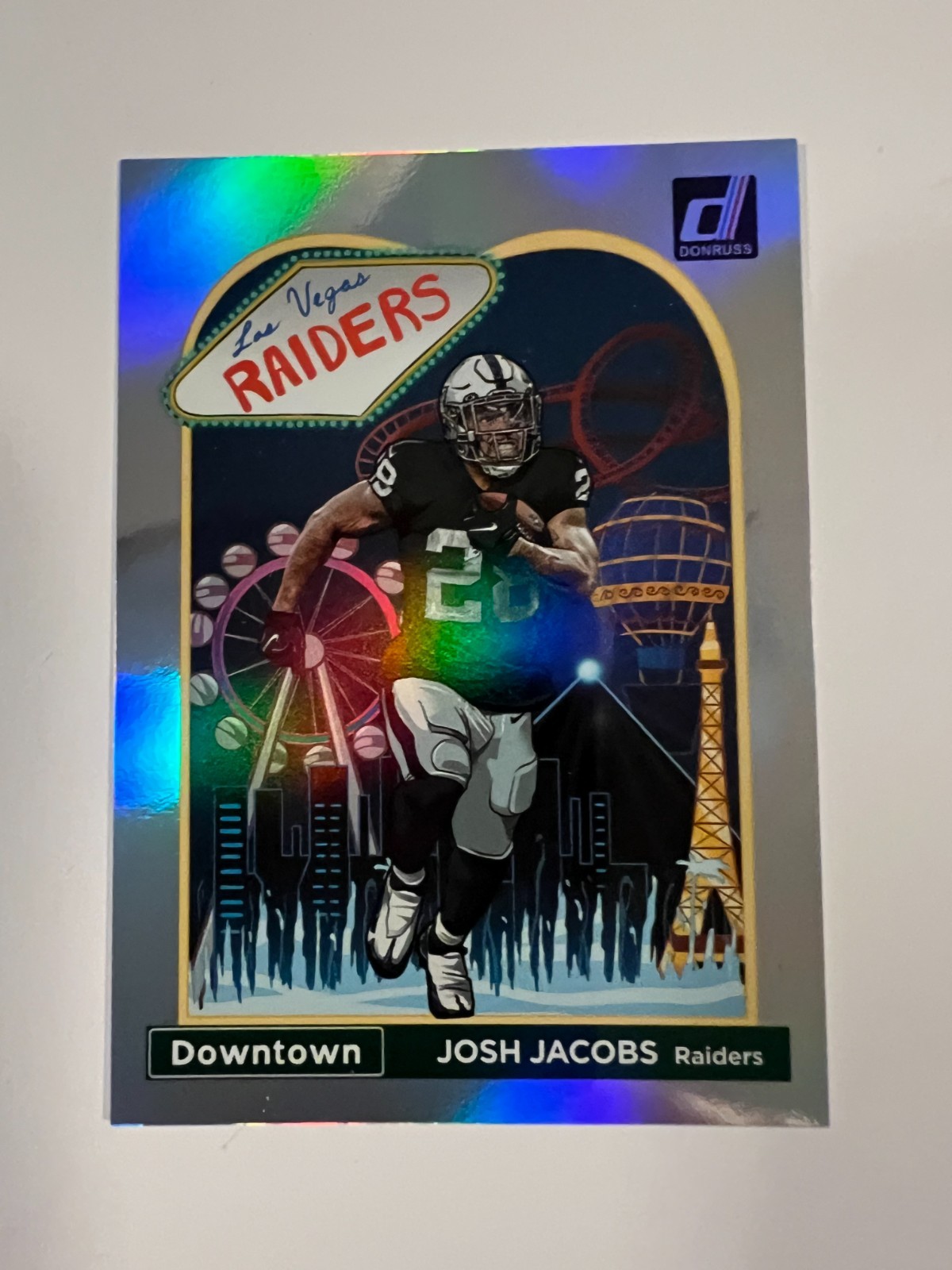2023 Panini Donruss - Downtown! Josh Jacobs #D-12. MINT! RARE!