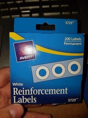 200-Count Avery Self-Adhesive Hole Reinforcement Stickers, 1/4'' White Labels