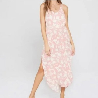 L Space Nicola Pink And White Floral Paradise Blooms Swim Cover Up Dress Small