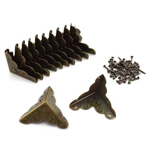 12 Pack Wooden Chest Box Jewelry Case Furniture Corner Protector 1"x1"antique - Picture 1 of 5