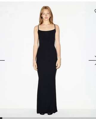 NWT Skims Soft Lounge Long Slip Onyx Black Womens Small Maxi Dress Sleeveless