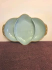 Vintage Fire King  Oven Turquoise Blue 11” 3 section Plate trinket serving DISH