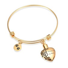 Always in My Heart Expandable cuffCremation Bracelet for Ashes Dog Cat Paw Pr...