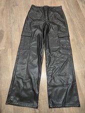 Sofia Jeans Black Cargo Faux Leather Pants Size 10