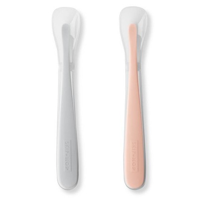 Skip Hop Breilöffel Set 2 Stück grau rosa Babylöffel Kinderlöffel Fütterlöffel