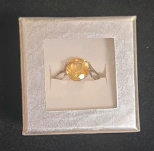 925 Sterling Silver Ring Yellow Citrine Natural Gemstone Jewelry Size 7