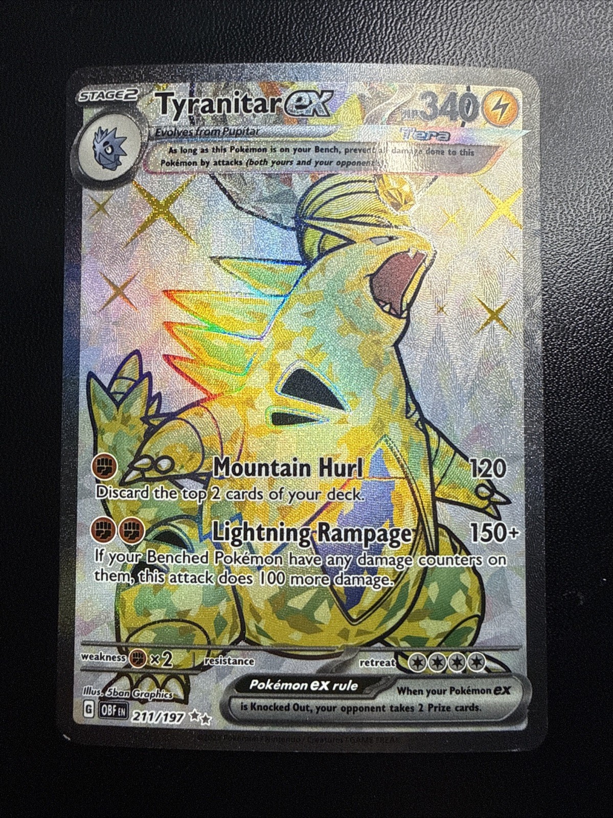 Tyranitar ex Ultra Rare 211/197 Obsidian Flames Pokemon Card