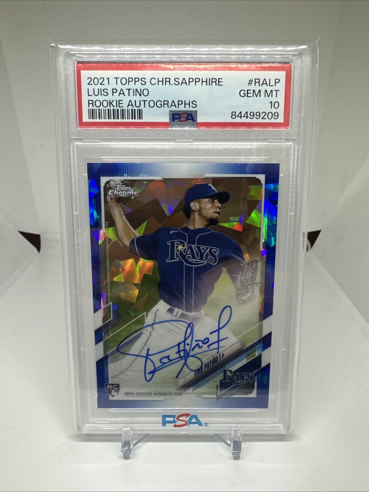 2021 Topps Chrome Sapphire Luis Patino Rookie RC Auto PSA 10 #RALP Rays